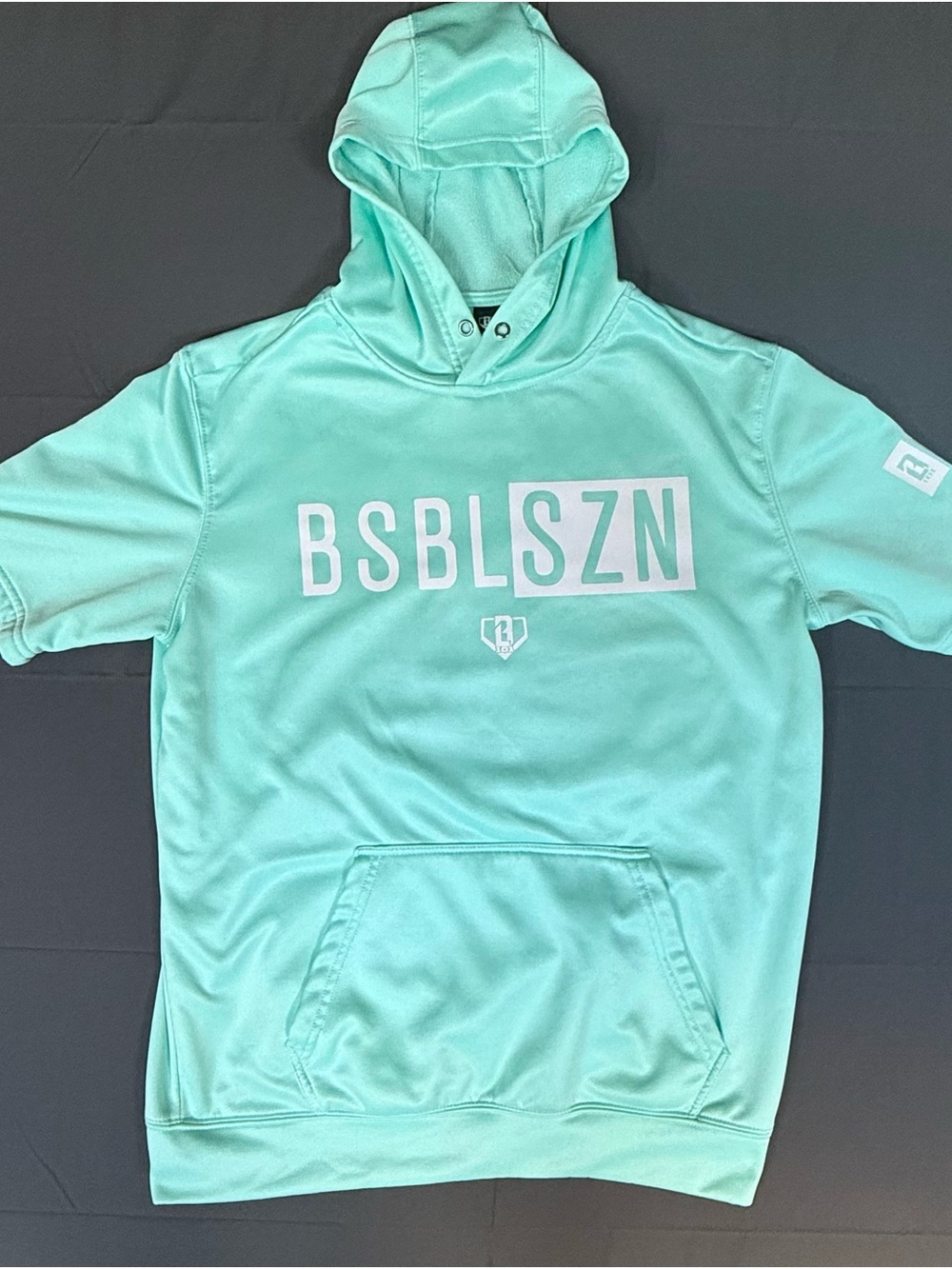 Baseball Lifestyle 101 BSBL SZN Short Sleeve Hoodie Men’s Small Mint Green